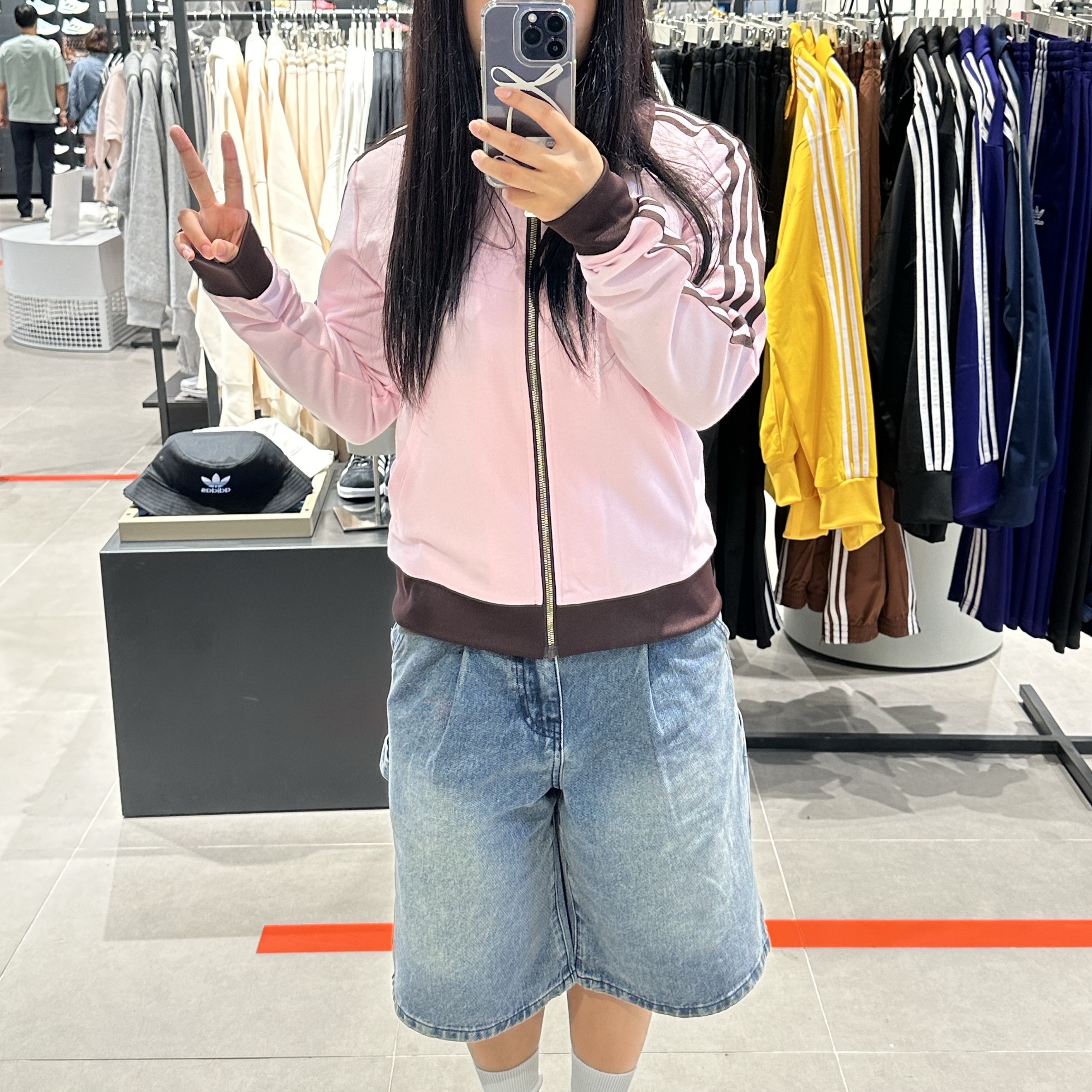 (W) Adidas Originals Beckenbauer Track Jacket Clear Pink - KR Sizing 착용 스타일