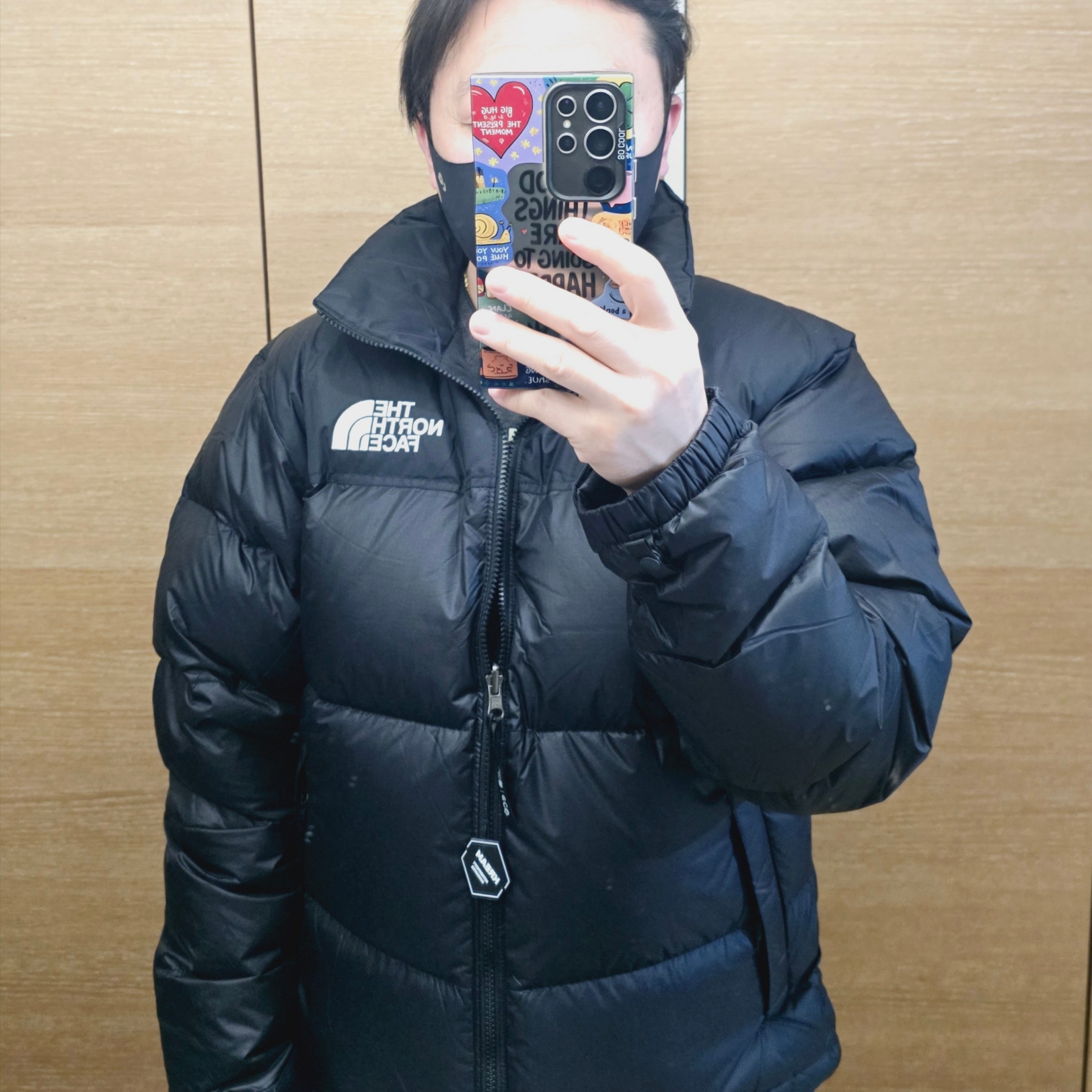 The North Face 1996 Eco Nuptse Jacket Black 착용 스타일