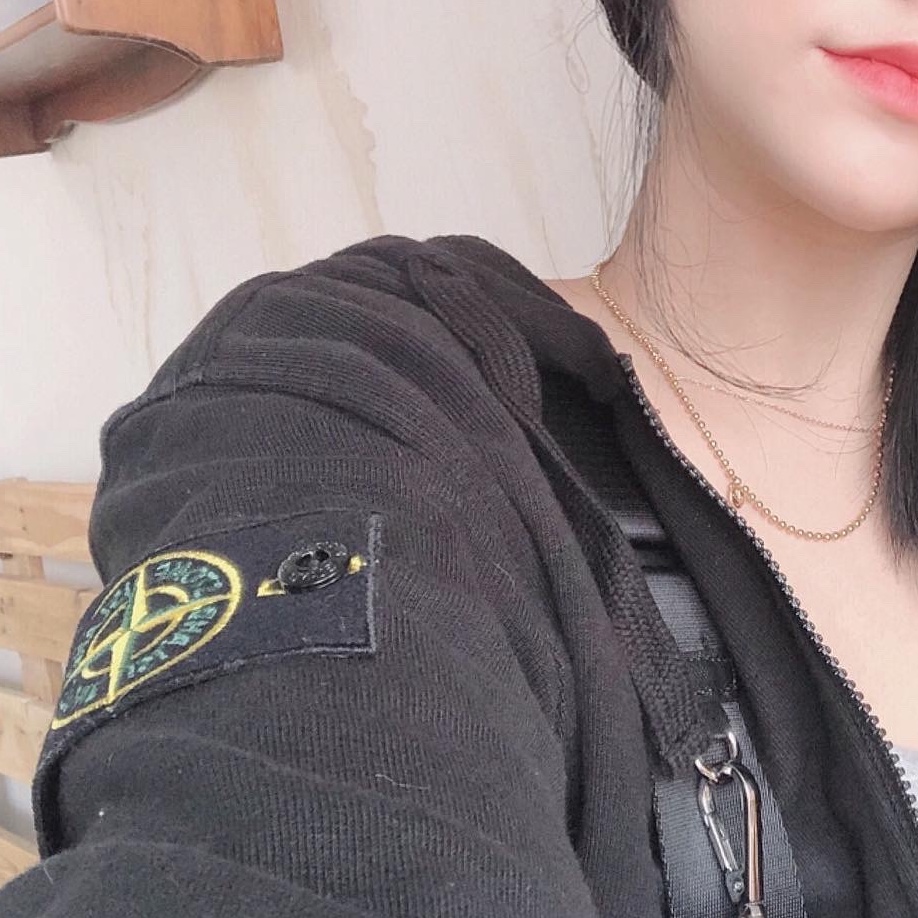 Stone Island 64251 Cotton Fleece Full Zip Hooded Sweatshirt Charcoal - 23SS, Stone Island 64251 Cotton Fleece Full Zip Hooded Sweatshirt Olive - 23SS 착용 스타일 - 4
