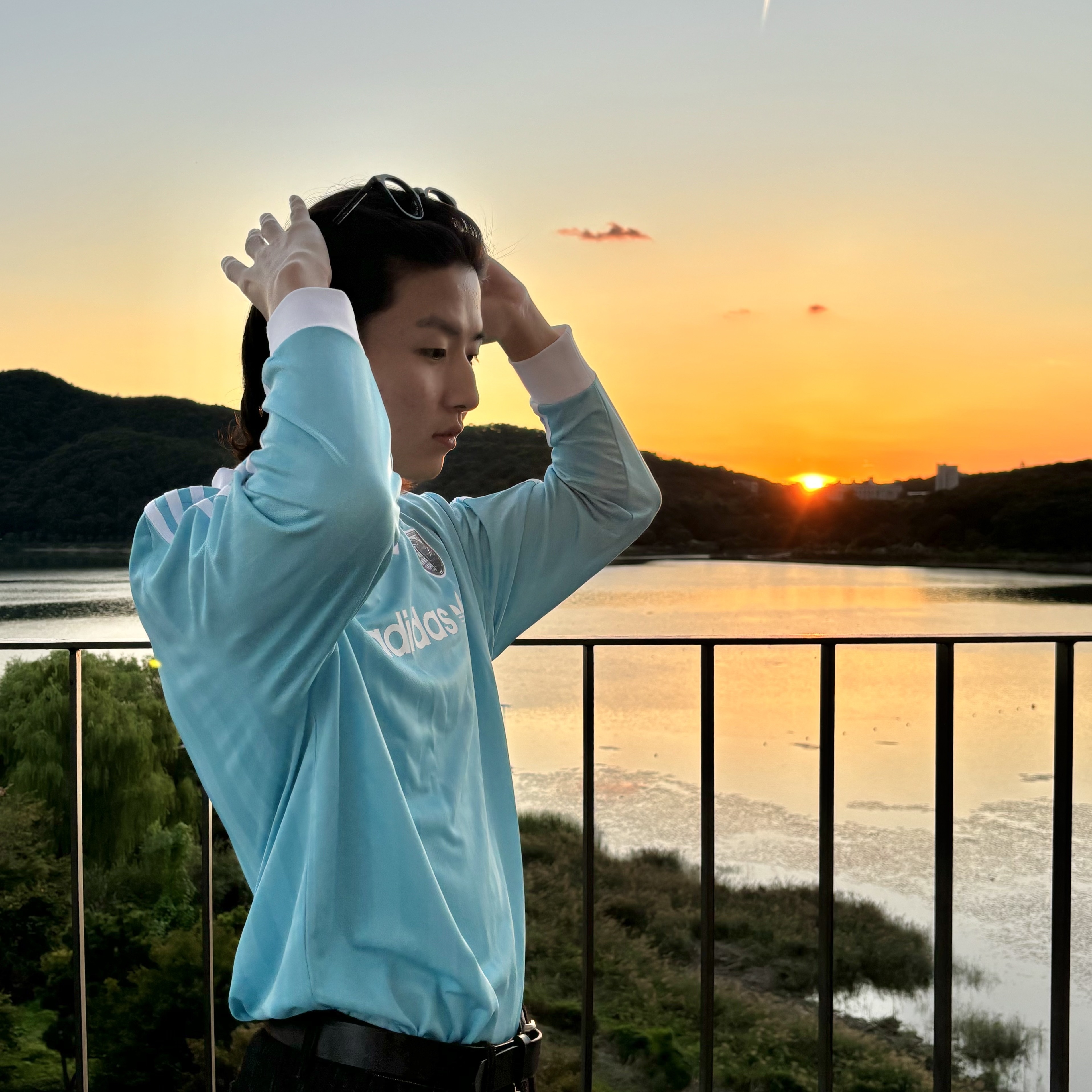 (W) Adidas Football Long Sleeve T-Shirt Light Aqua - KR Sizing 착용 스타일 - 1