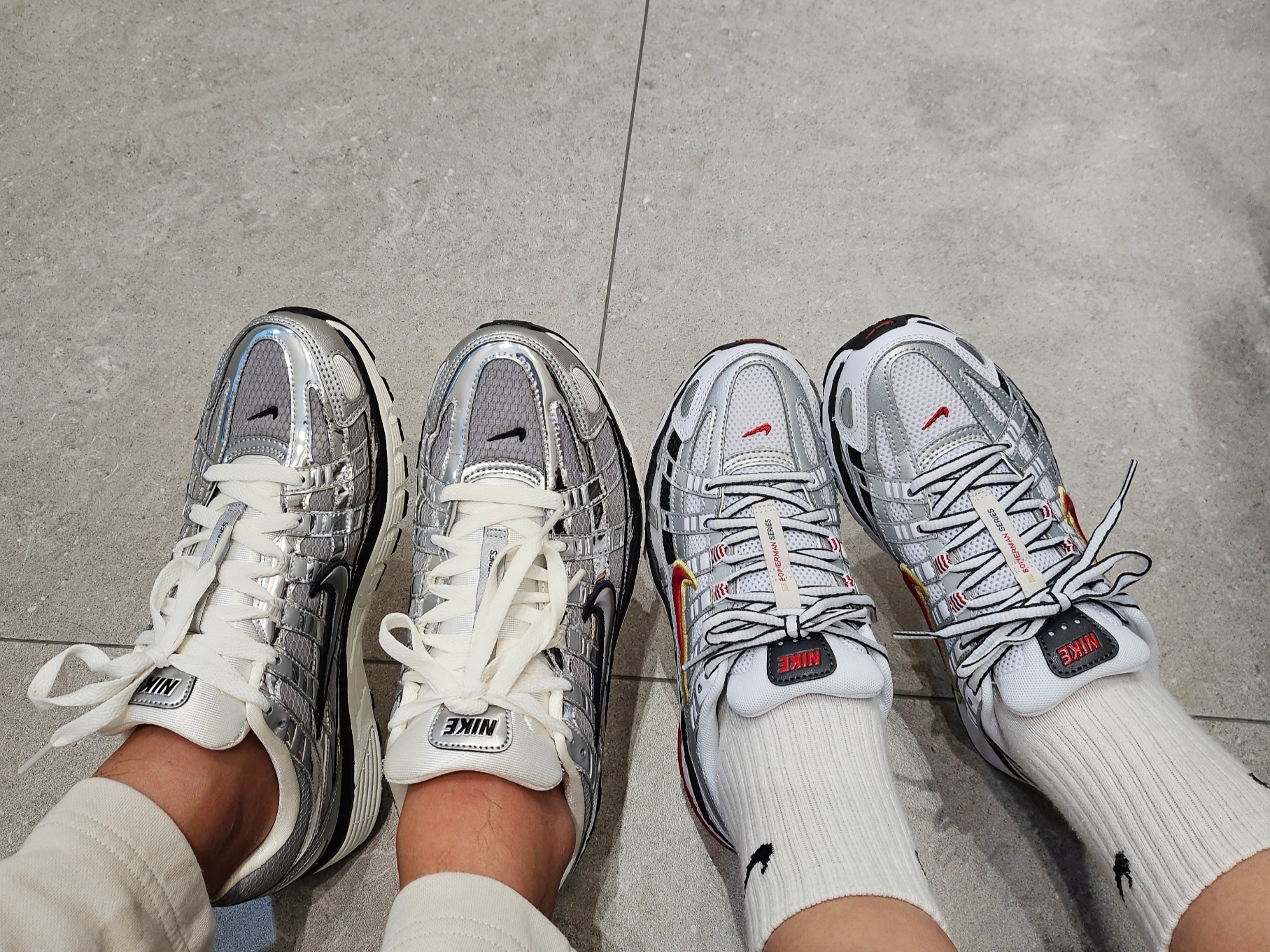 (W) Nike P-6000 Metallic Silver Red, Nike P-6000 Metallic Silver 착용 스타일