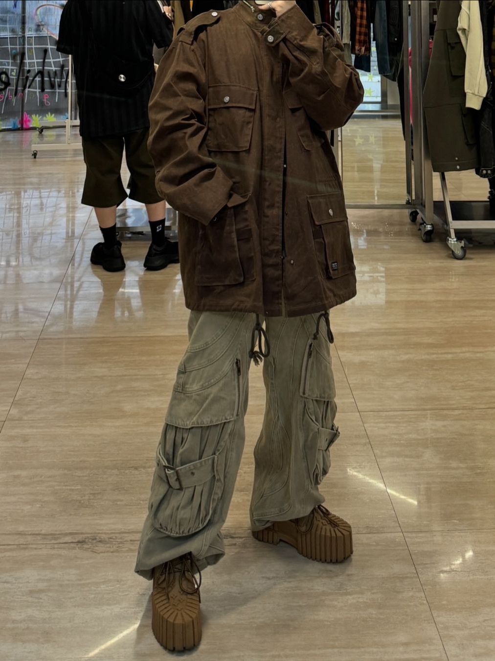 Vacant Archive Broner Waxed Field Jacket Brown, Vacant Archive Broner Waxed Field Jacket Khaki 착용 스타일