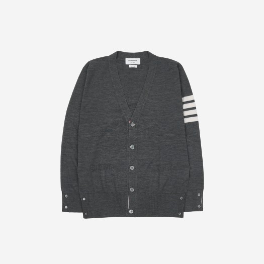 Thom Browne Sustainable Fine Merino Wool 4-Bar Classic Cardigan Medium Grey