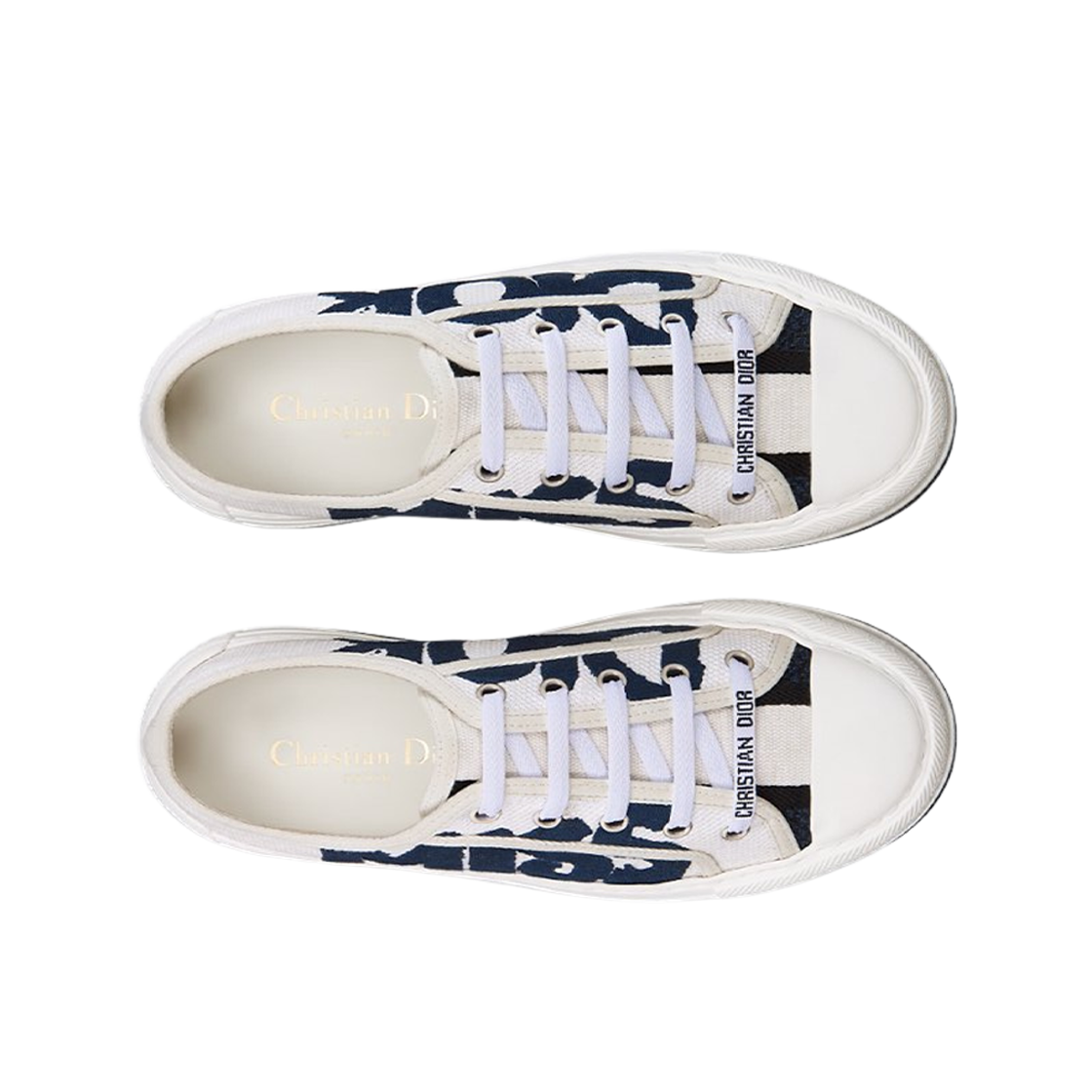 (W) Dior Walk'N' Platform Sneaker White Deep Blue Embroidered Cotton 상세 이미지 2