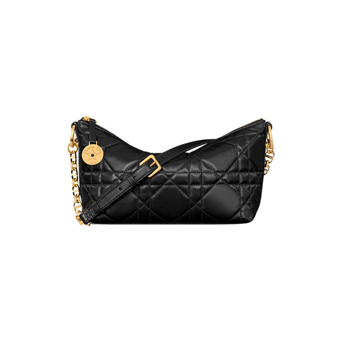 Dior Star Hobo Bag with Chain Black Macrocannage Lambskin 상세 이미지 1