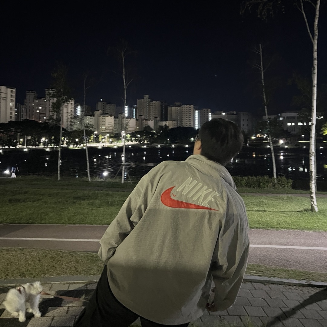 Nike NSW Trend Woven Jacket Light Iron Ore - Asia 착용 스타일