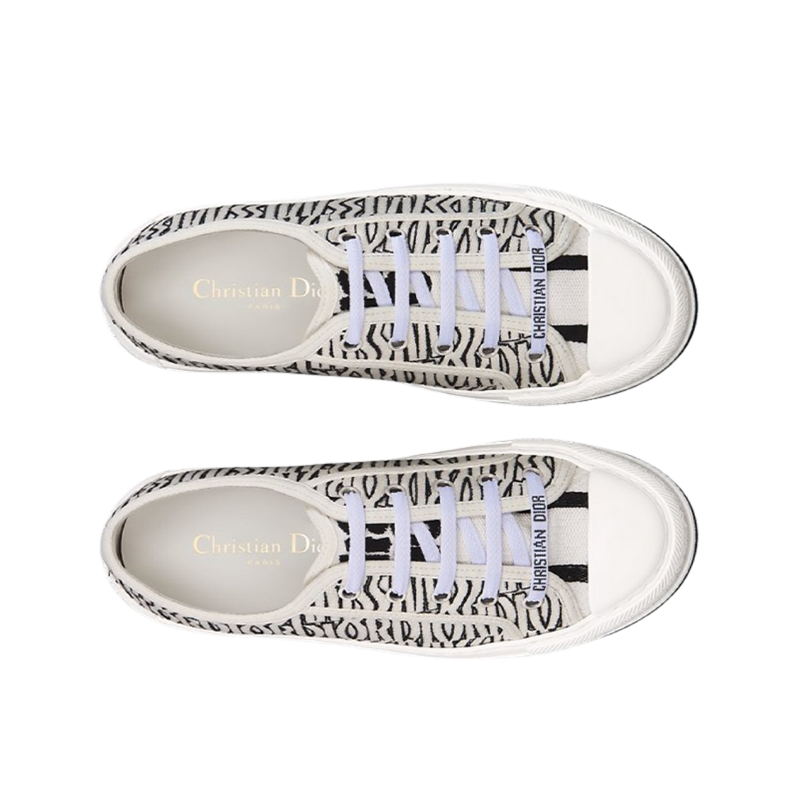 (W) 디올 워크앤 플랫폼 스니커즈 자수 코튼 화이트 블랙 미스디올 올 오버 모티프((W) Dior Walk'N' Platform Sneaker Embroidered Cotton with White Black Missdior Allover Motif) - 2