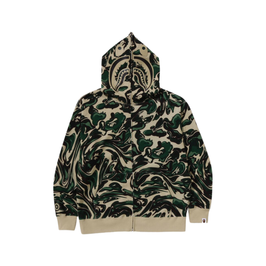 베이프 x 갓 셀렉션 XXX 샤크 풀 집 후드 아미 그린 | BAPE | KREAM
