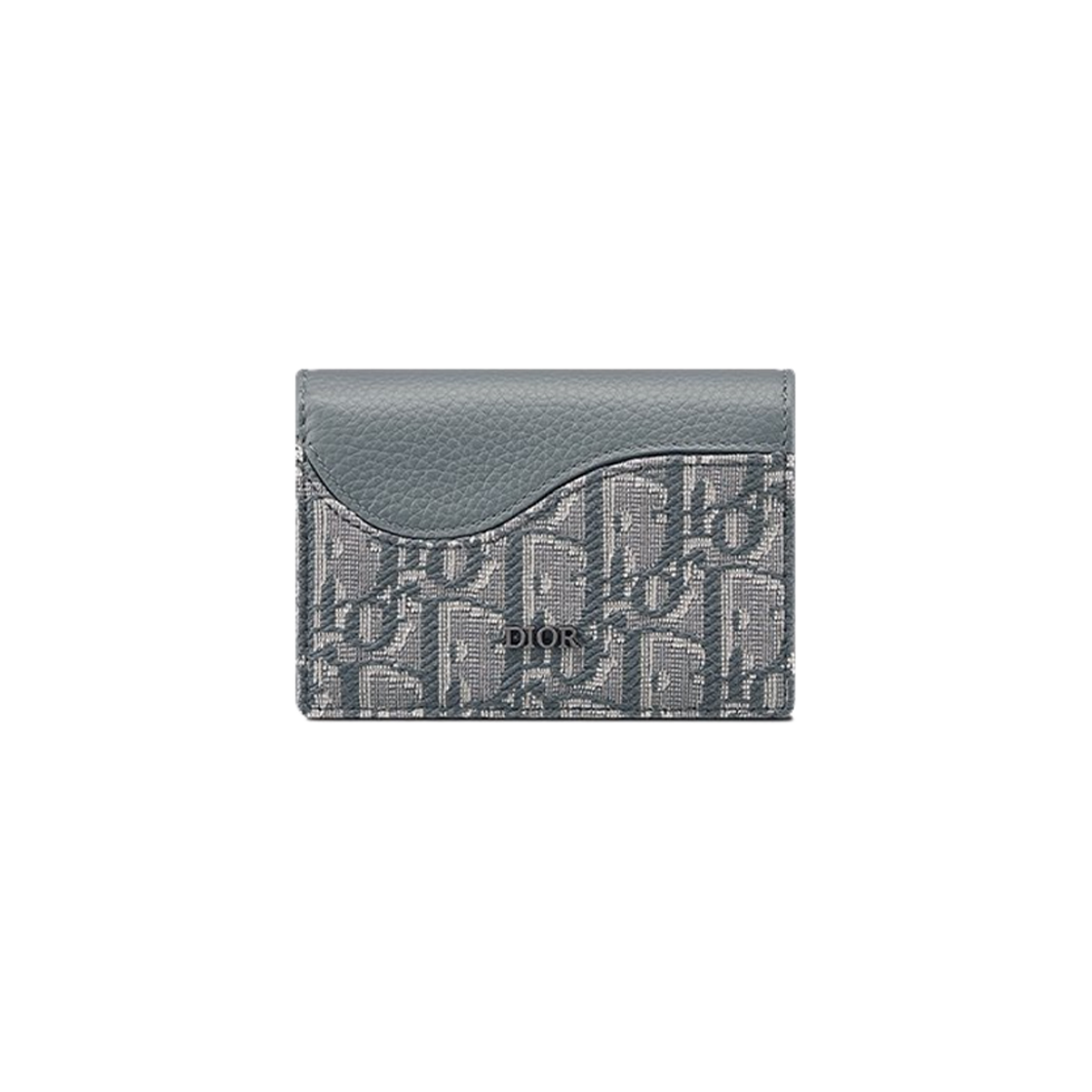 Dior Saddle Business Card Holder Deep Gray Grained Calfskin Marquetry with Deep Gray Dior Oblique Jacquard 상세 이미지 1