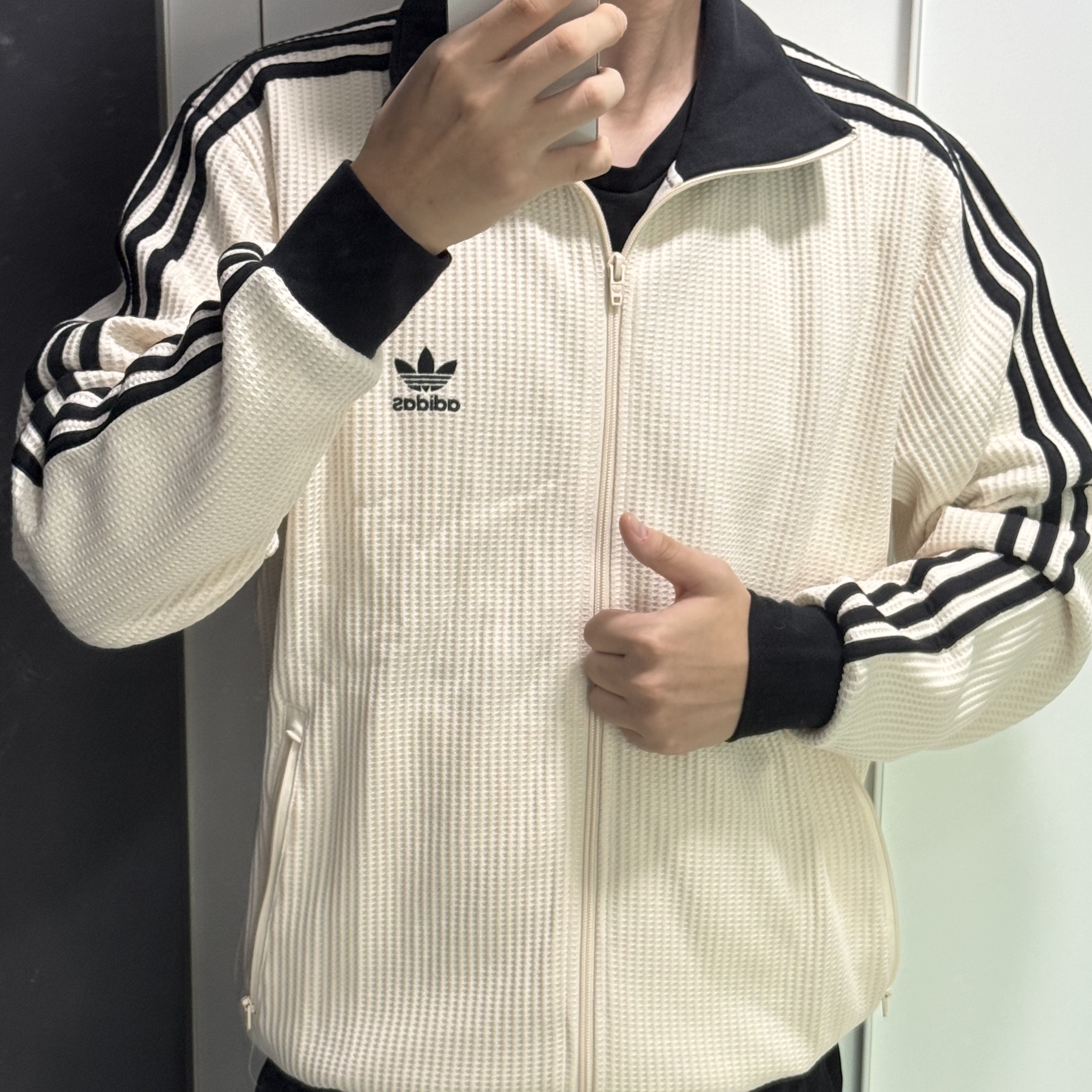 Adidas Waffle Beckenbauer Track Top Wonder White - KR Sizing 착용 스타일