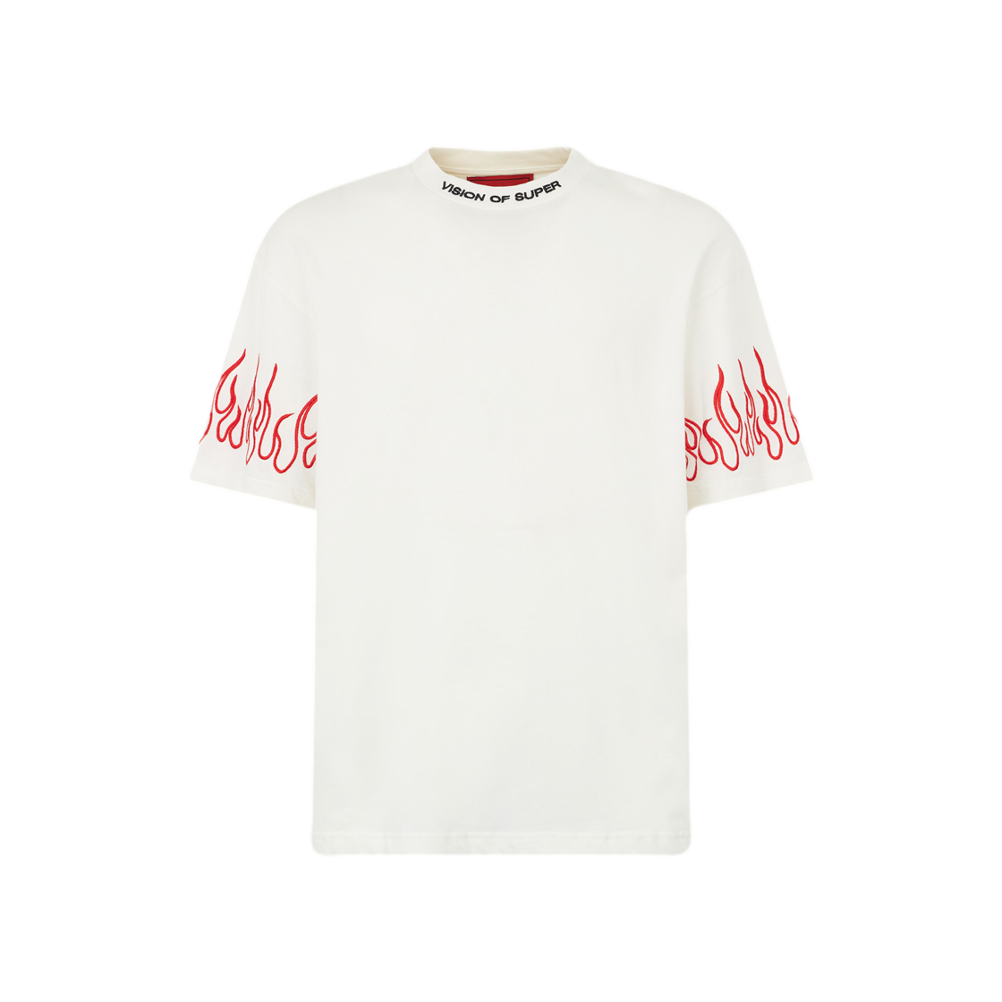 Vision Of Super White T-Shirt With Red Embroidered Flames 상세 이미지 1