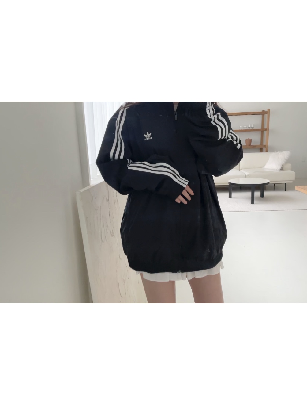 (W) Adidas Adilenium Oversized Track Top Black - US Sizing, (W) Adidas Adilenium Oversized Track Top Black - KR Sizing 착용 스타일