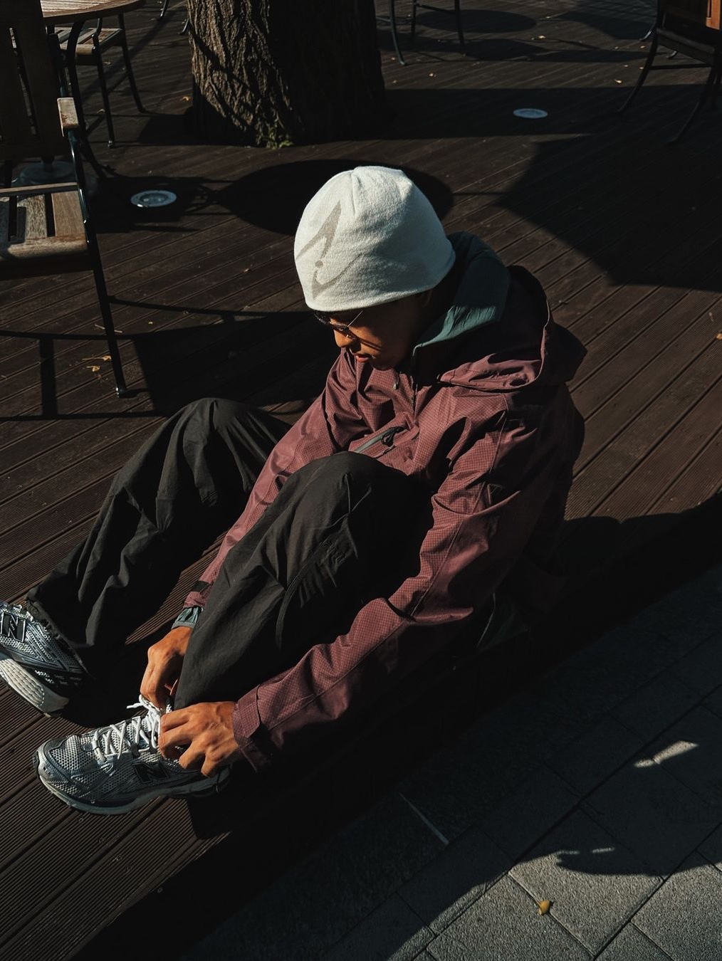 BLR Curved Logo Beanie Black, BLR Curved Logo Beanie Ivory 착용 스타일