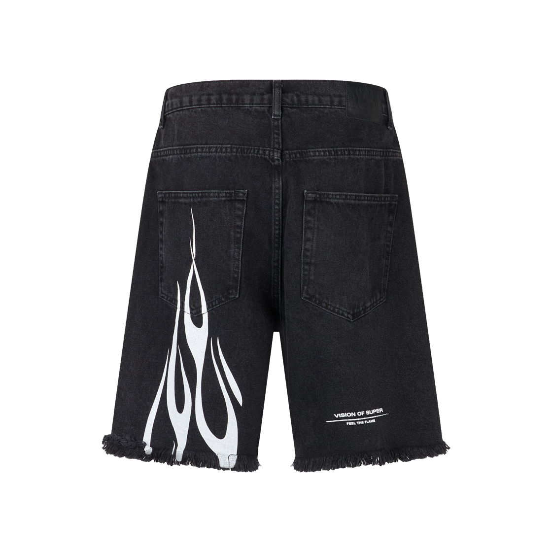 Vision Of Super Black Denim Shorts With Printed Flames And Logo 상세 이미지 1