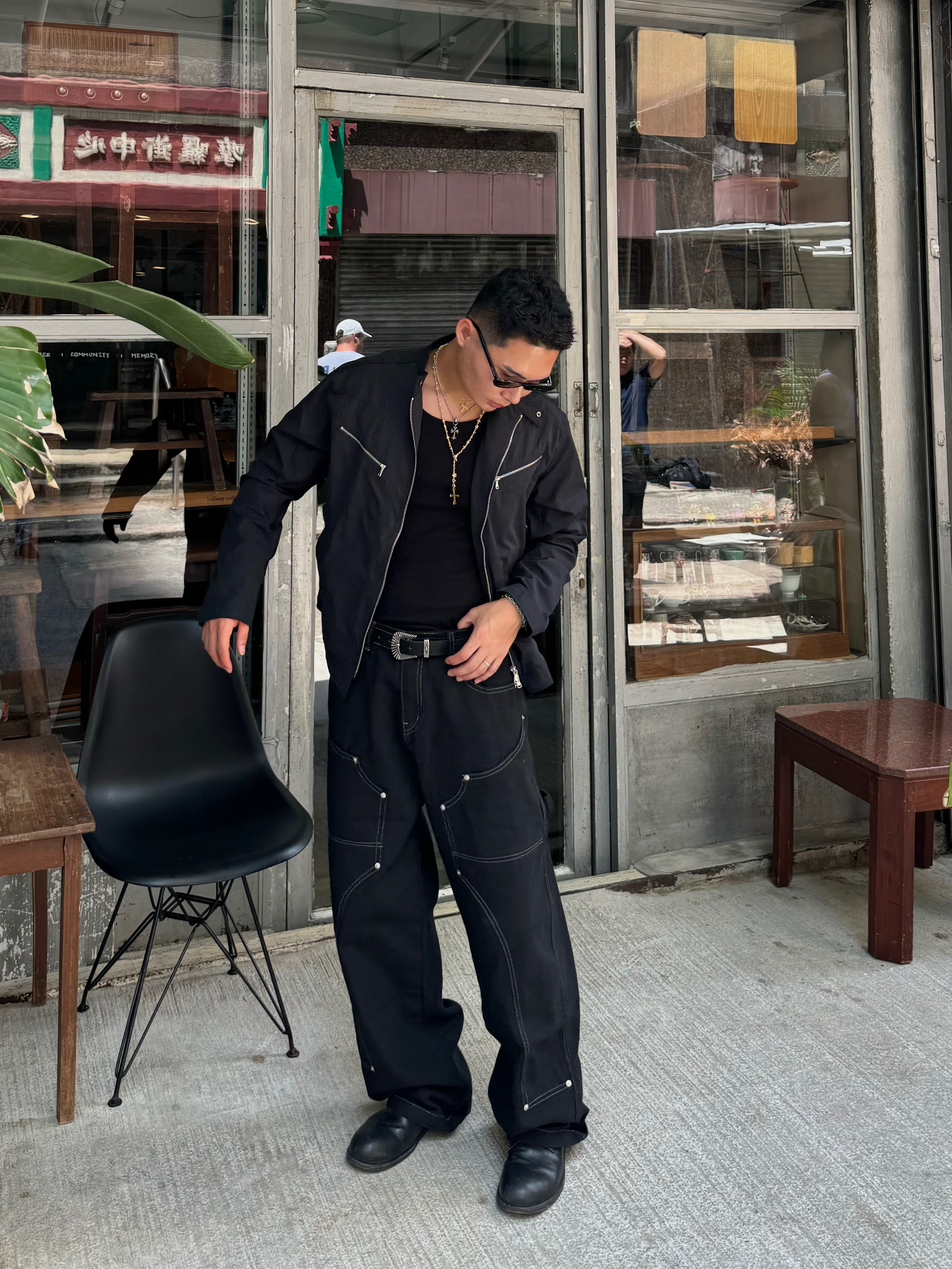 Guidi 992 Horse Full Grain Leather Derby Black, Hansroom Chrome Hearts Tiny CH cross Charm 착용 스타일 - 2