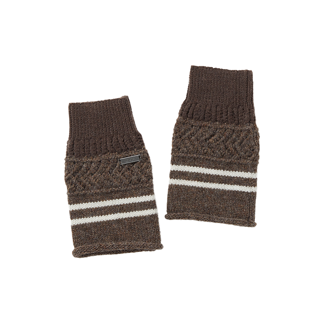퍼버즈 우먼 스트라이프 니트 슬리브 커프 브라운 - 24FW(Perverze Women Striped Knit Sleeve Cuff Brown - 24FW)