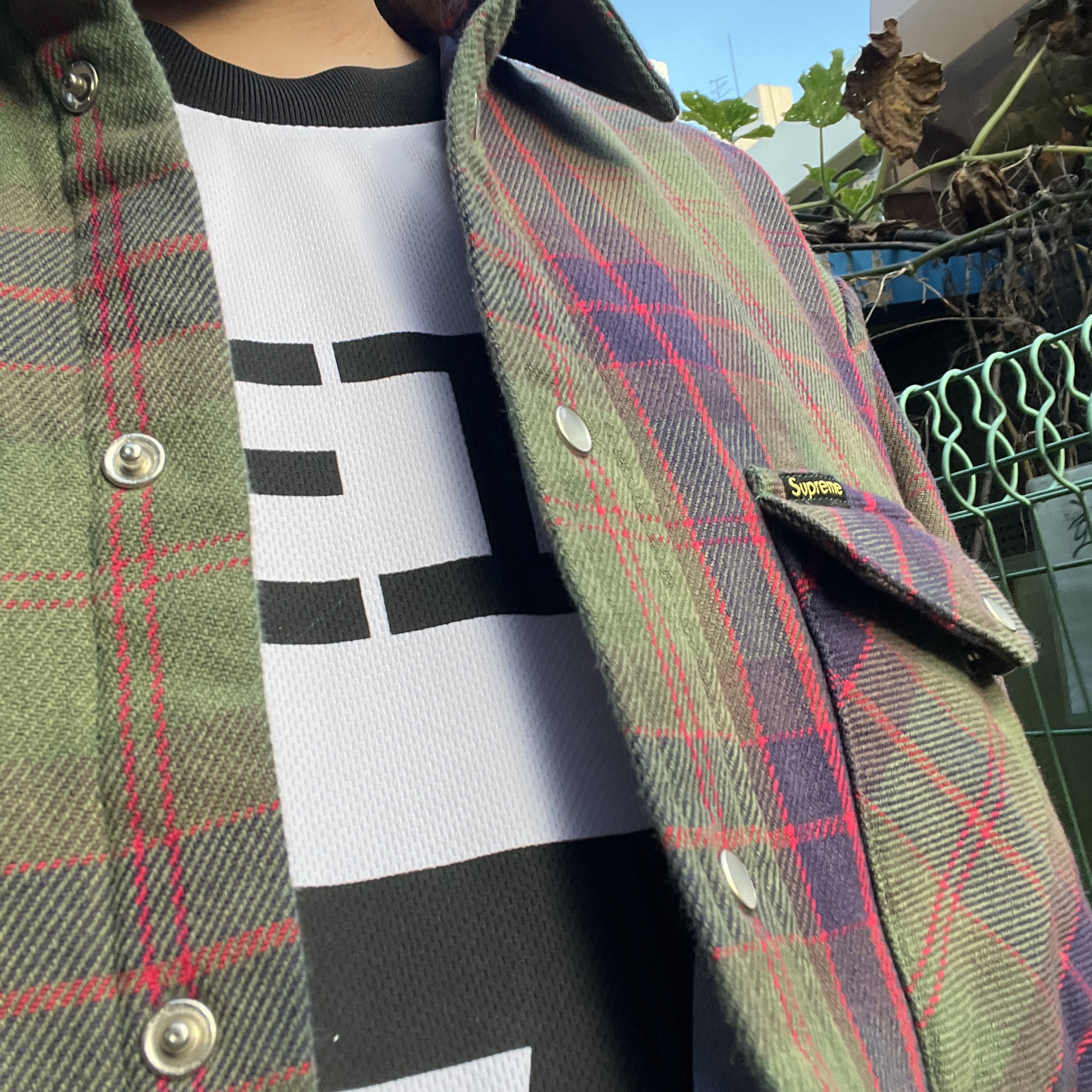 Supreme Quilted Flannel Snap Shirt Green - 24SS 착용 스타일