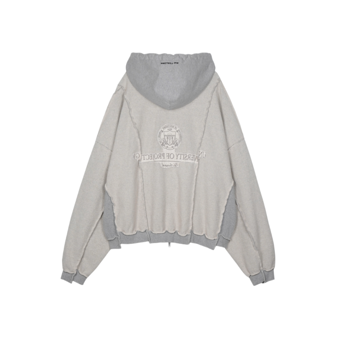 ★関税込★Project G/R★Inside Out Unbalanced Zip Hoodi.e★ 프로젝트 G/R 인사이드 아웃 언밸런스드 집 후드 멜란지 그레이