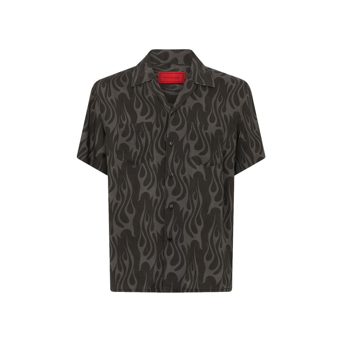 Vision Of Super Black Shirt With Flames All Over Print 상세 이미지 1