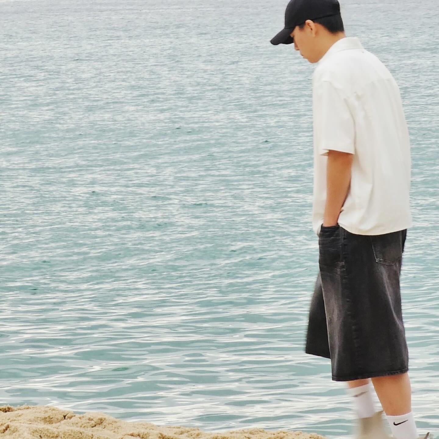 Haleine Biker Zipup 1/2 Shirt Black (VT216), Nike Air Force 1 '07 WB Flax 착용 스타일 - 2