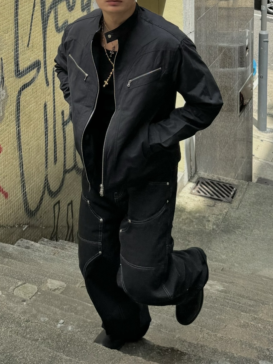 Guidi 992 Horse Full Grain Leather Derby Black, Hansroom Chrome Hearts Tiny CH cross Charm 착용 스타일 - 5