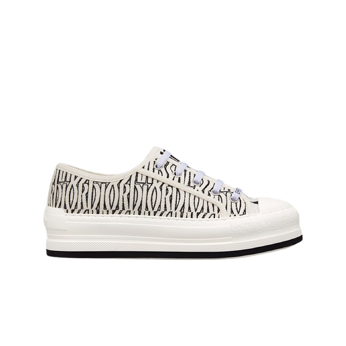 (W) 디올 워크앤 플랫폼 스니커즈 자수 코튼 화이트 블랙 미스디올 올 오버 모티프((W) Dior Walk'N' Platform Sneaker Embroidered Cotton with White Black Missdior Allover Motif) - 1