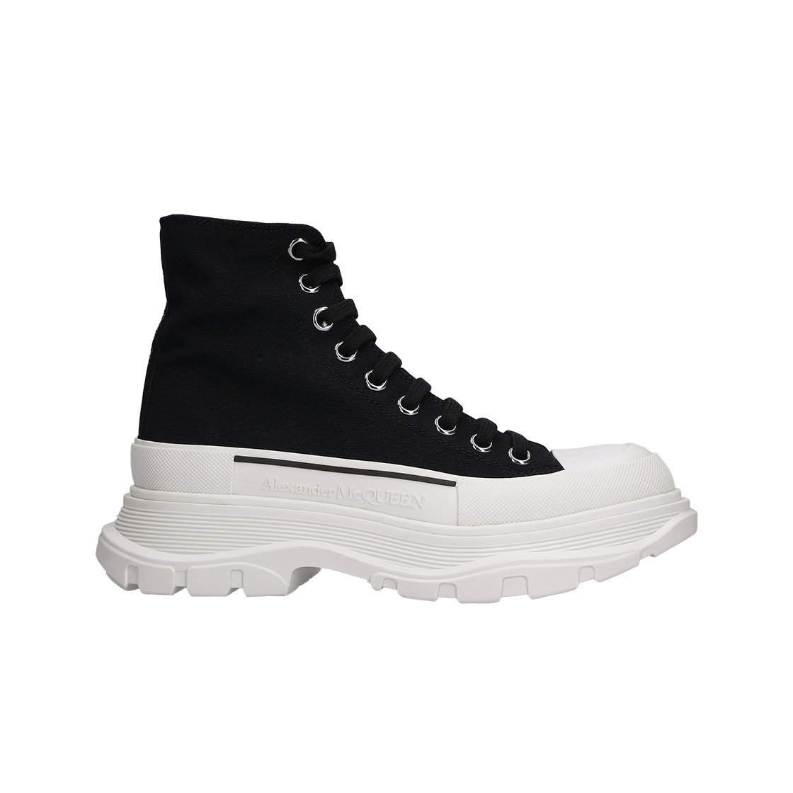 (W) 알렉산더 맥퀸 트레드 슬릭 부츠 블랙 화이트((W) Alexander McQueen Tread Slick Boot Black White)