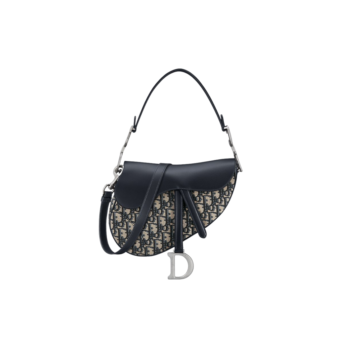 Dior Mini Saddle Bag with Strap Blue Dior Oblique Jacquard and Smooth Calfskin 상세 이미지 1