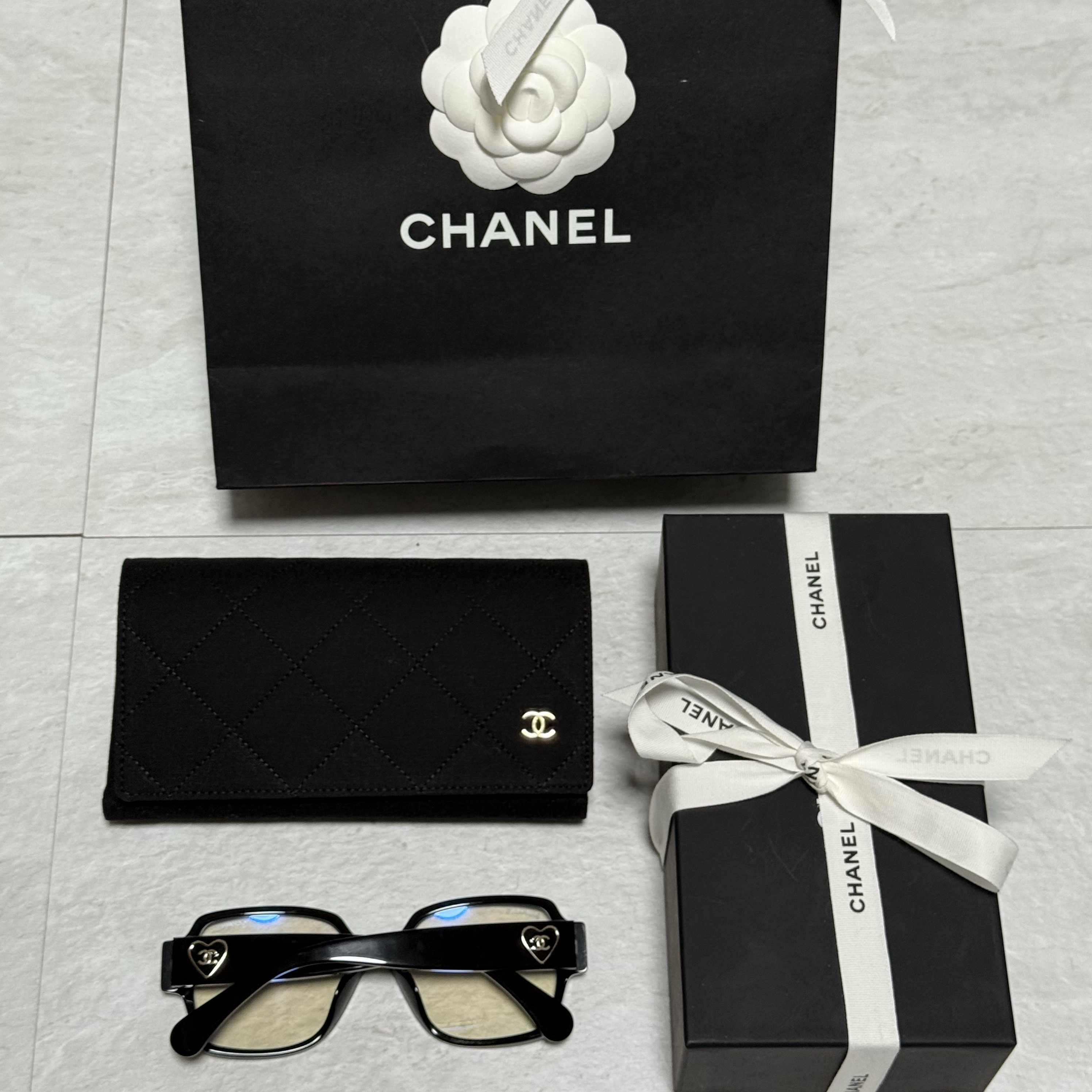 Chanel Square Blue Light Glasses Acetate & Black Asian Fit 착용 스타일 - 2