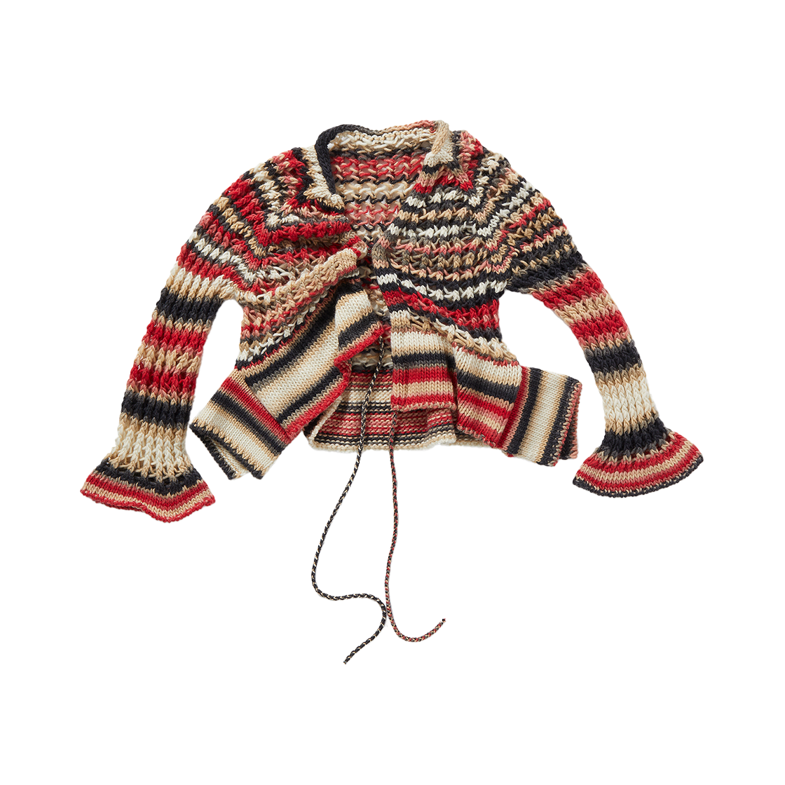 퍼버즈 우먼 페이스 핸드 니트 가디건 레드 - 24FW(Perverze Women Face Hand Knit Cardigan Red - 24FW)