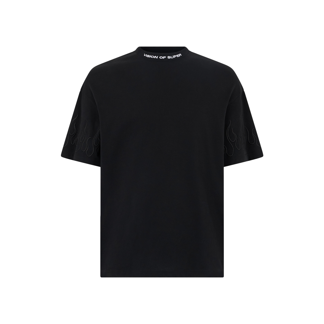 Vision Of Super Black Tshirt With Black Embroidered Flames 상세 이미지 1