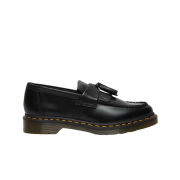 Dr. Martens Adrian Yellow Stitch Leather Tassel Loafers Black