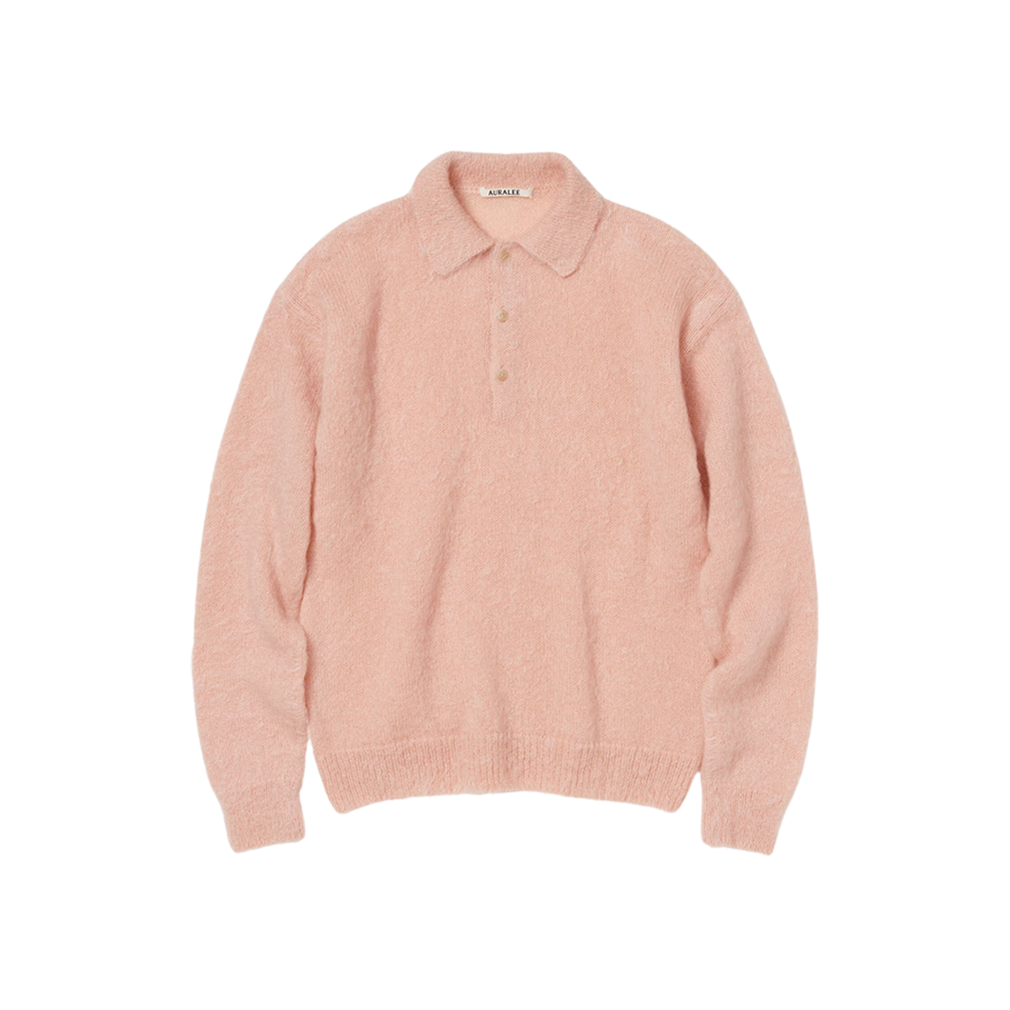 Auralee Brushed Super Kid Mohair Knit Polo Pink Beige 상세 이미지 1