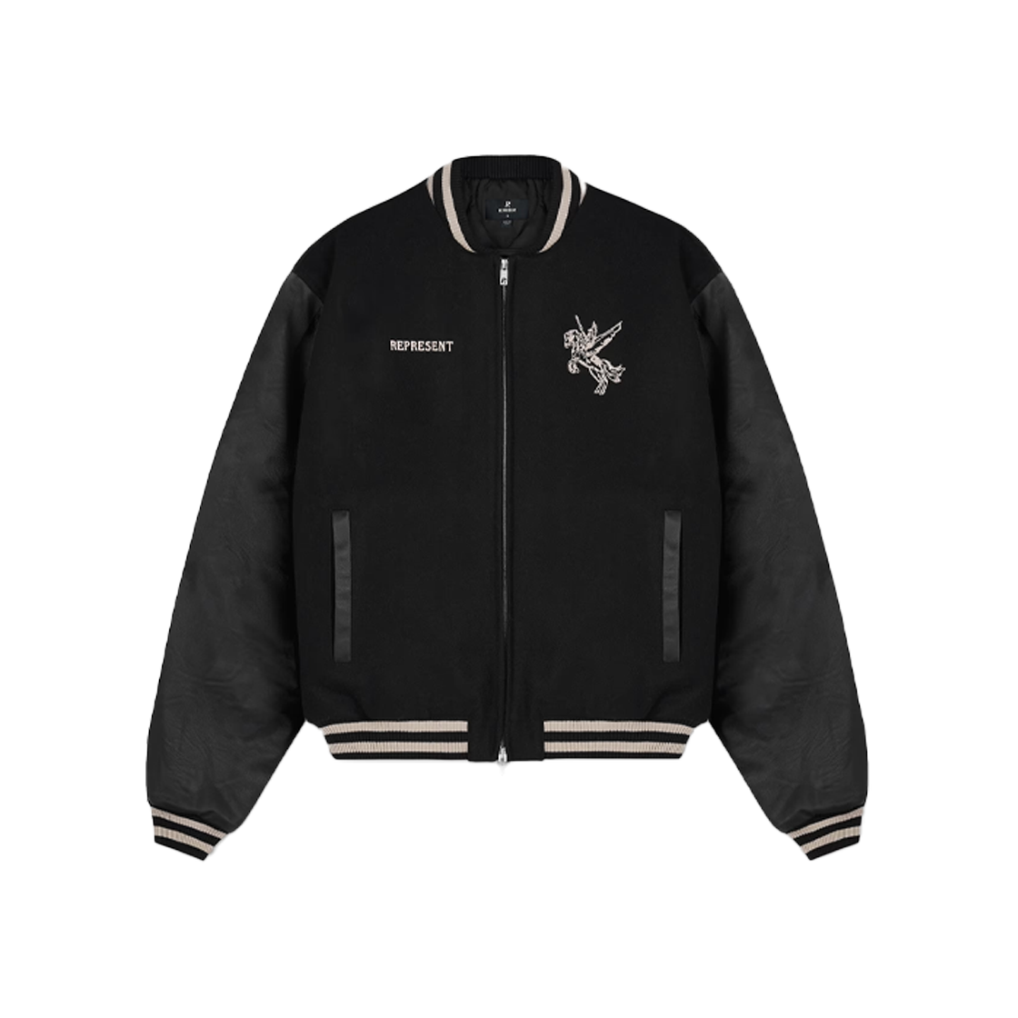 KM4COTBRP19BK Represent Mascot Wool Varsity Jacket Jet Black - 24FW