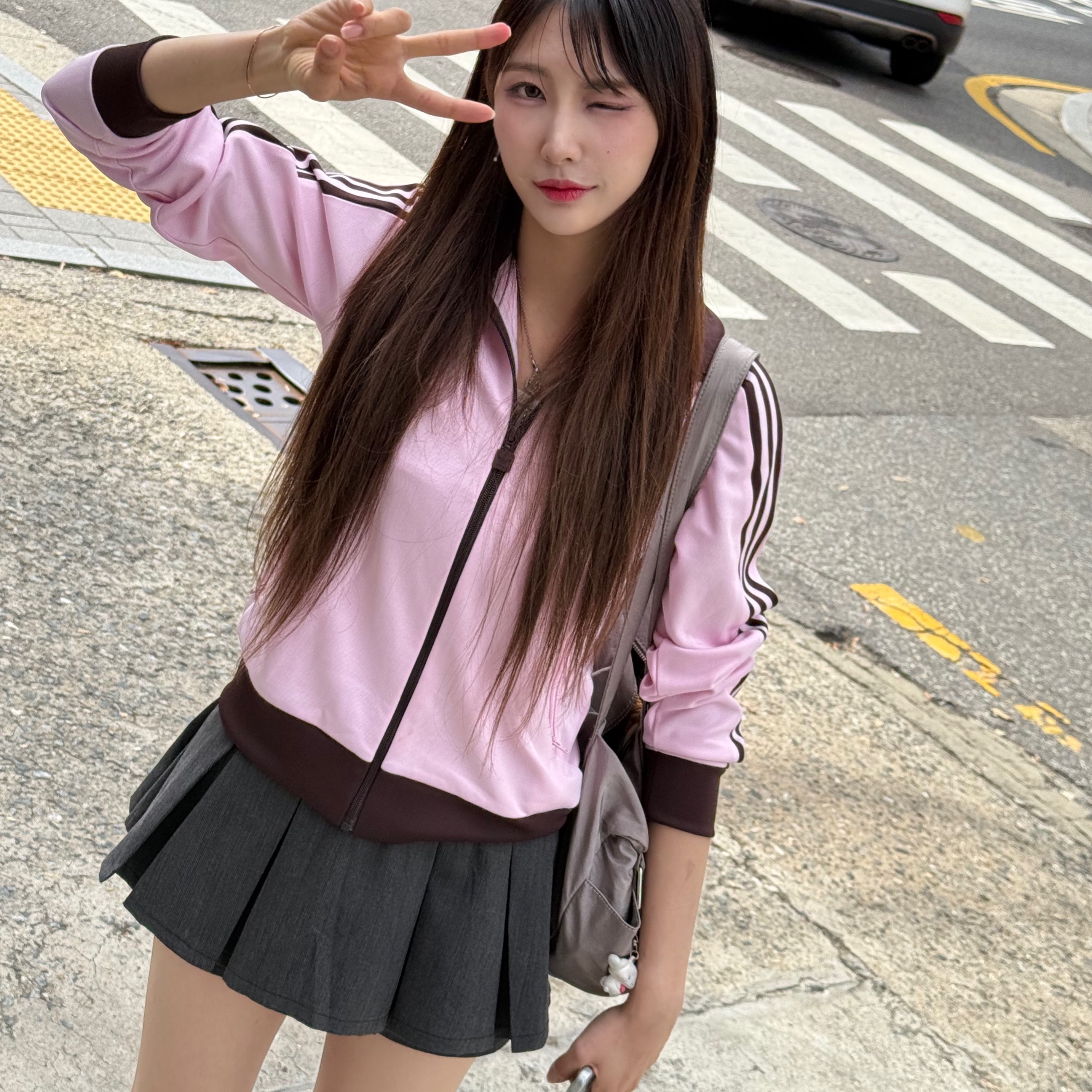 (W) Adidas Originals Beckenbauer Track Jacket Clear Pink - KR Sizing 착용 스타일 - 1