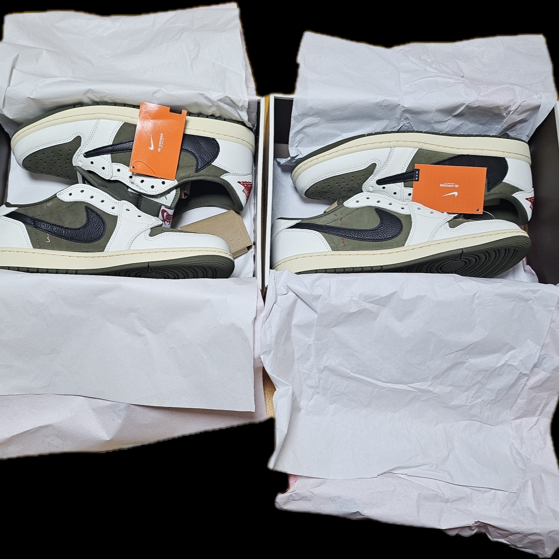 Jordan 1 x Travis Scott Retro Low OG SP Reverse Olive 착용 스타일
