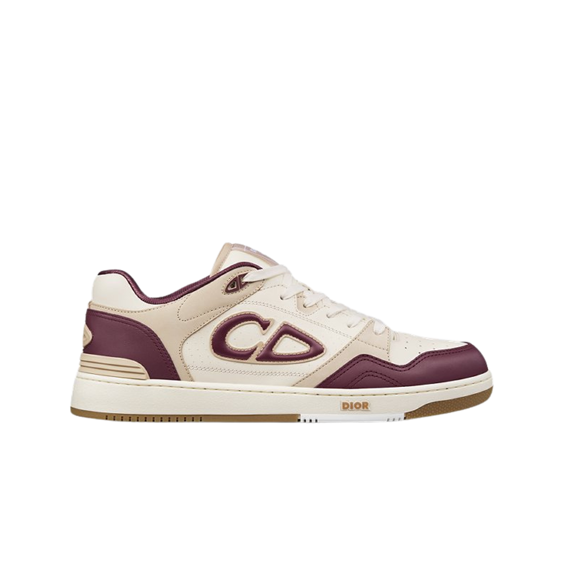 3SN318ZXT-H145 Dior B57 Low-Top Sneaker Burgundy Cream Smooth Calfskin with Beige Suede