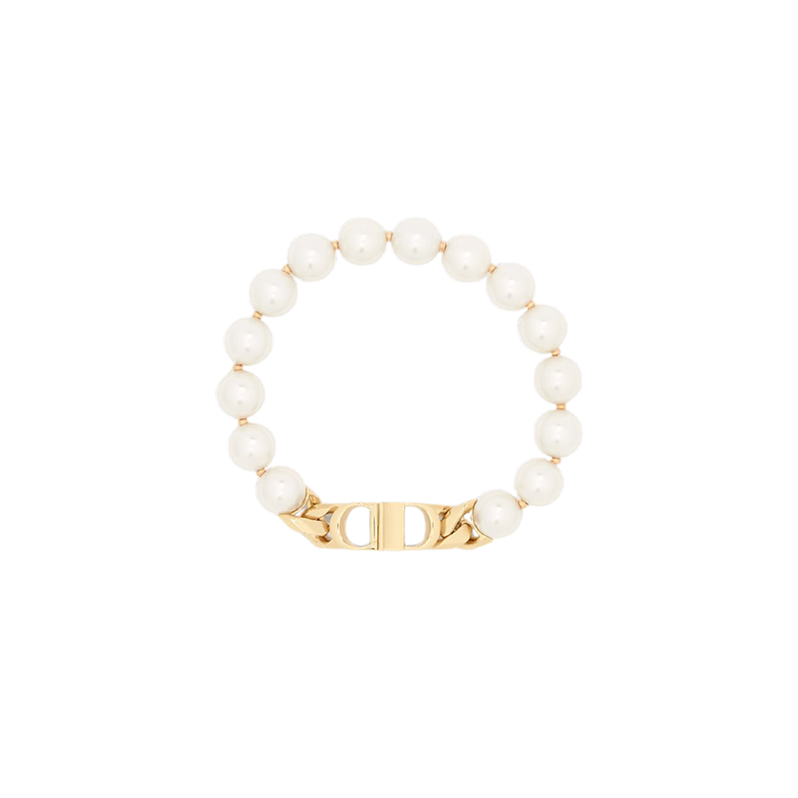 Dior CD Pearls Bracelet White Crystal Pearls and Gold Finish Brass 상세 이미지 1