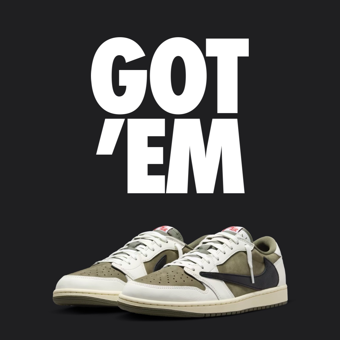 Jordan 1 x Travis Scott Retro Low OG SP Reverse Olive 착용 스타일 - 1