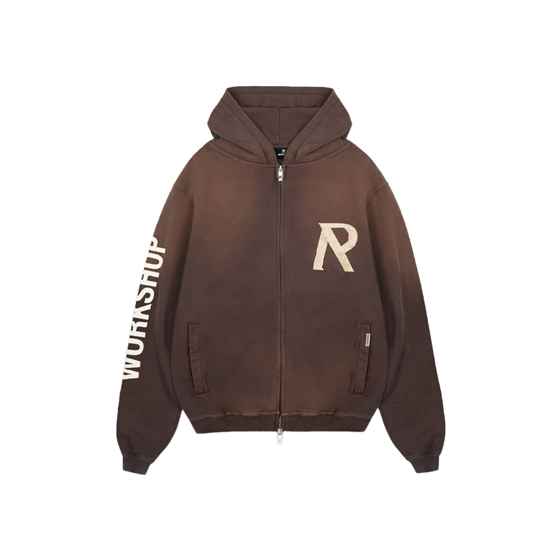 KM4CTSHRP02BR Represent Masking Tape Initial Zip Hoodie Cedar - 24FW