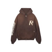 Represent Masking Tape Initial Zip Hoodie Cedar - 24FW