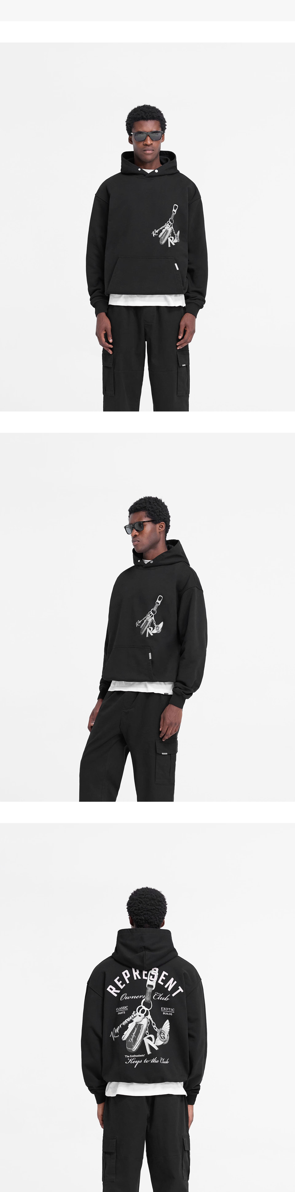 리프레젠트 키 투 더 클럽 후디 제트 블랙 - 24FW | Represent