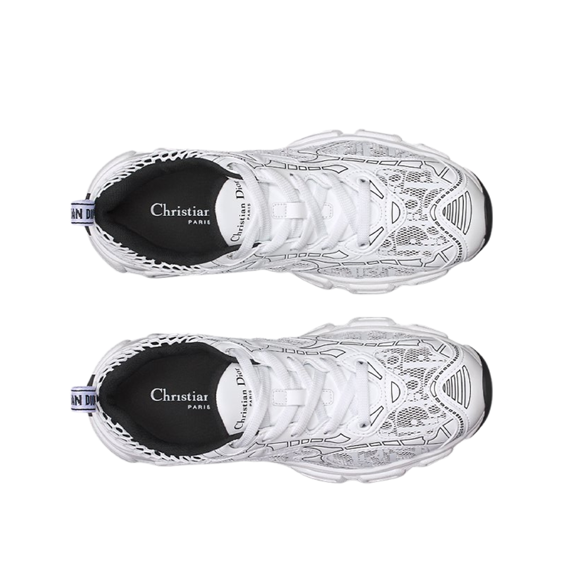 (W) 디올 바이브 스니커즈 화이트 메쉬 프린티드 디올 오블리크 모티프 앤 화이트 블랙((W) Dior Vibe Sneaker White Mesh Printed with Dior Oblique Motif and White Black) - 2