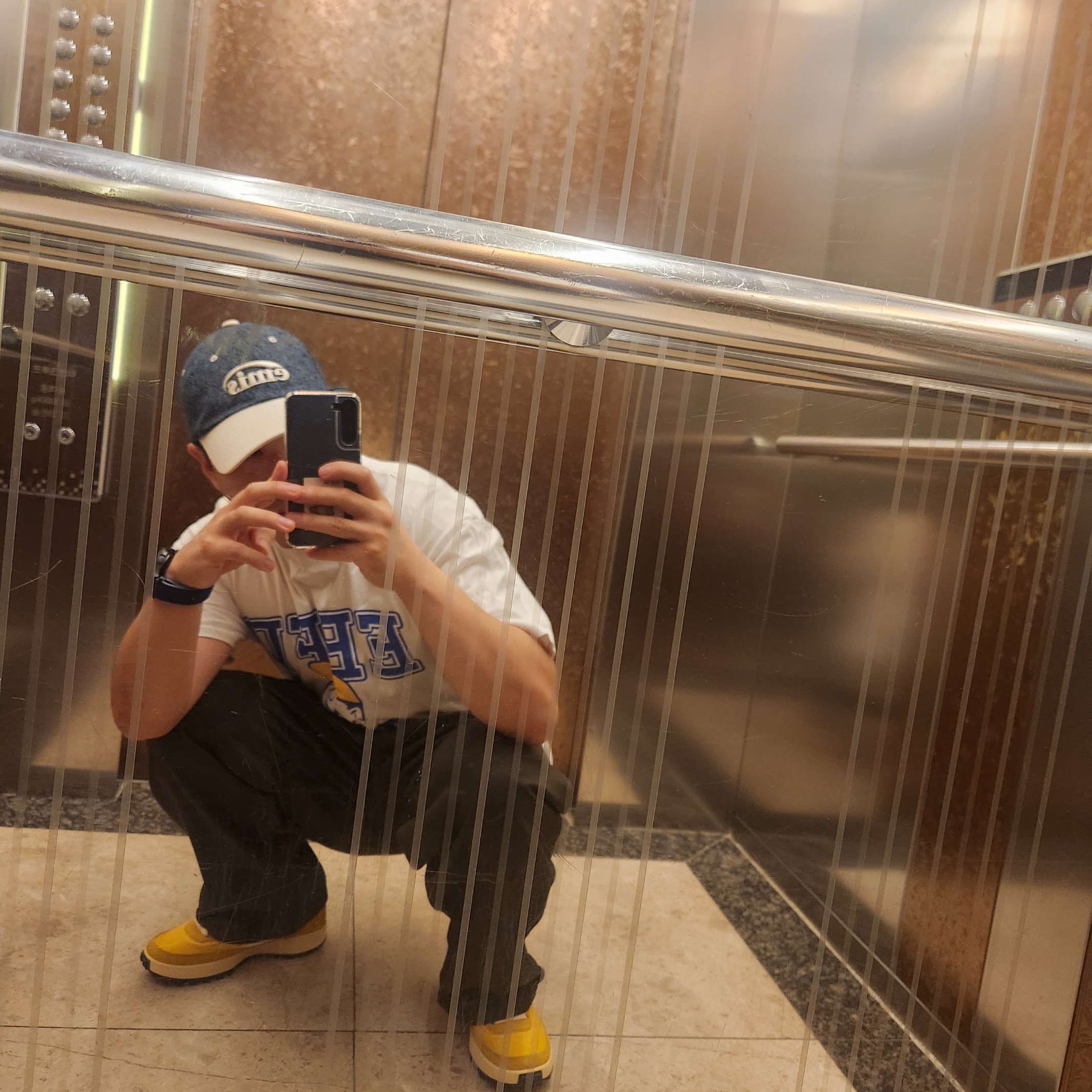 Nike x Tom Sachs General Purpose Shoe Archive, Emis New Logo Denim Ball Cap Dark Blue Denim Ivory 착용 스타일
