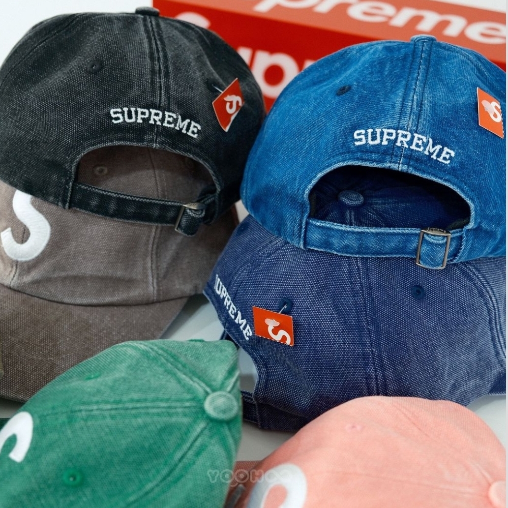 Supreme Pigment S Logo 6-Panel Bright Pink - 24FW, Supreme Pigment S Logo 6-Panel Denim - 24FW 착용 스타일 - 4