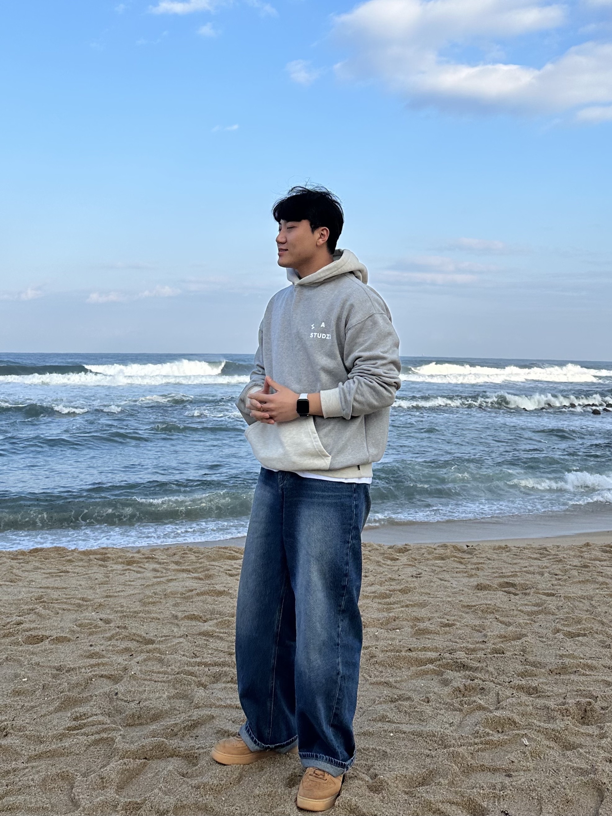 IAB Studio Hoodie Dual Gray, Nike Air Force 1 '07 WB Flax 착용 스타일 - 2