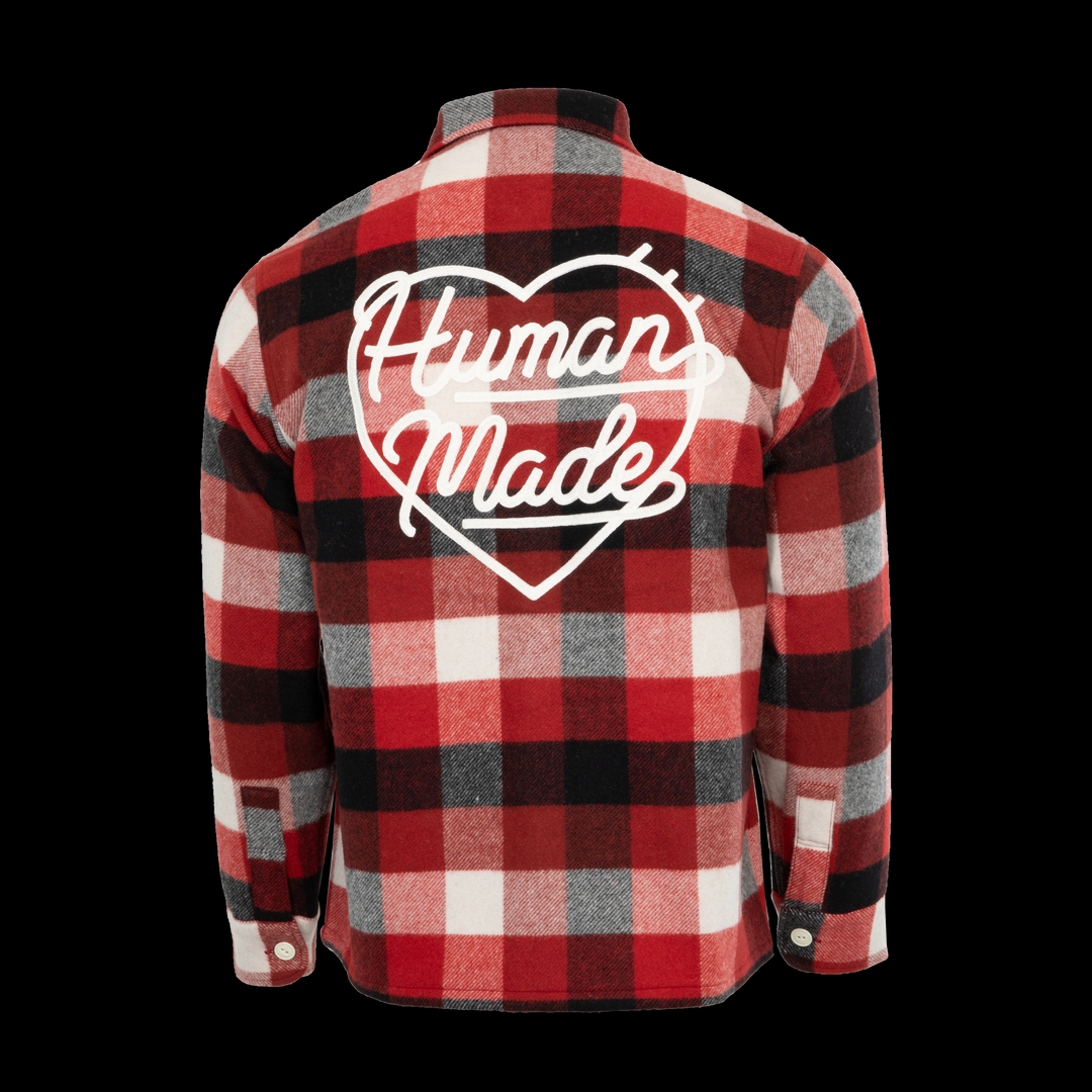 Human Made Wool Beaverblock Check Shirt Red 착용 스타일