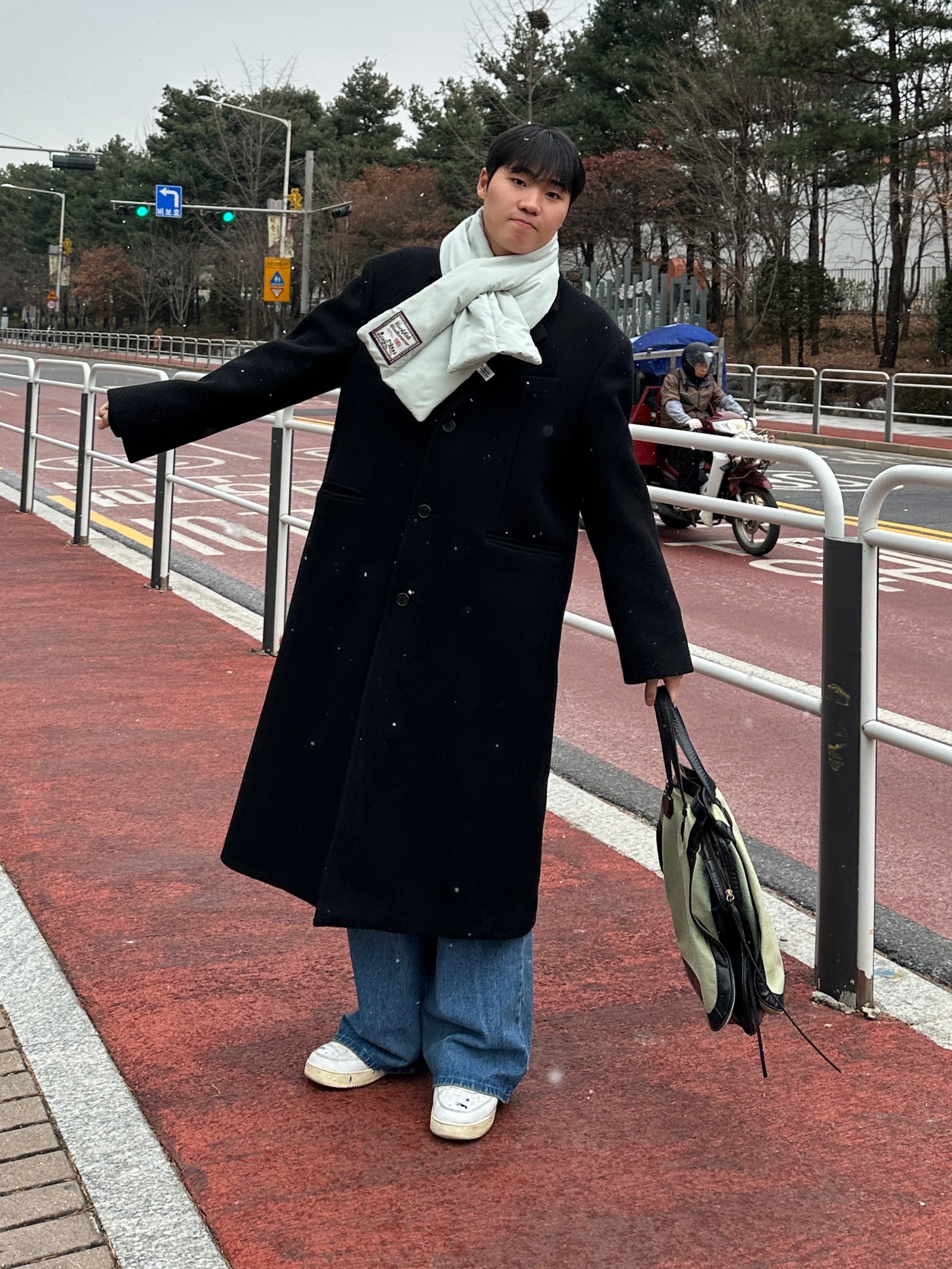 (W) Rockfishweatherwear Padding Muffler Sage 착용 스타일 - 1