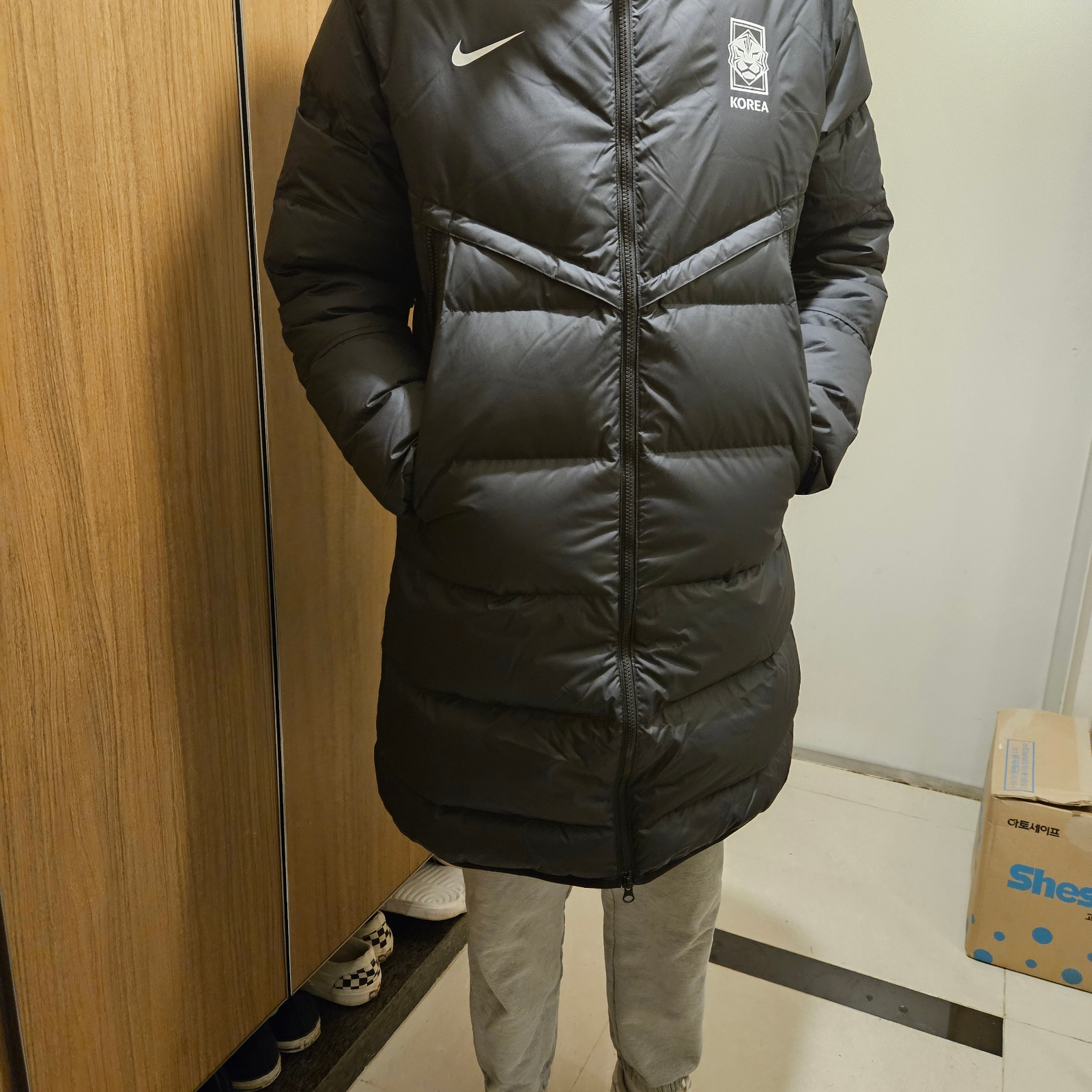Nike Korea Strike Storm-Fit Down Football Jacket Black 착용 스타일