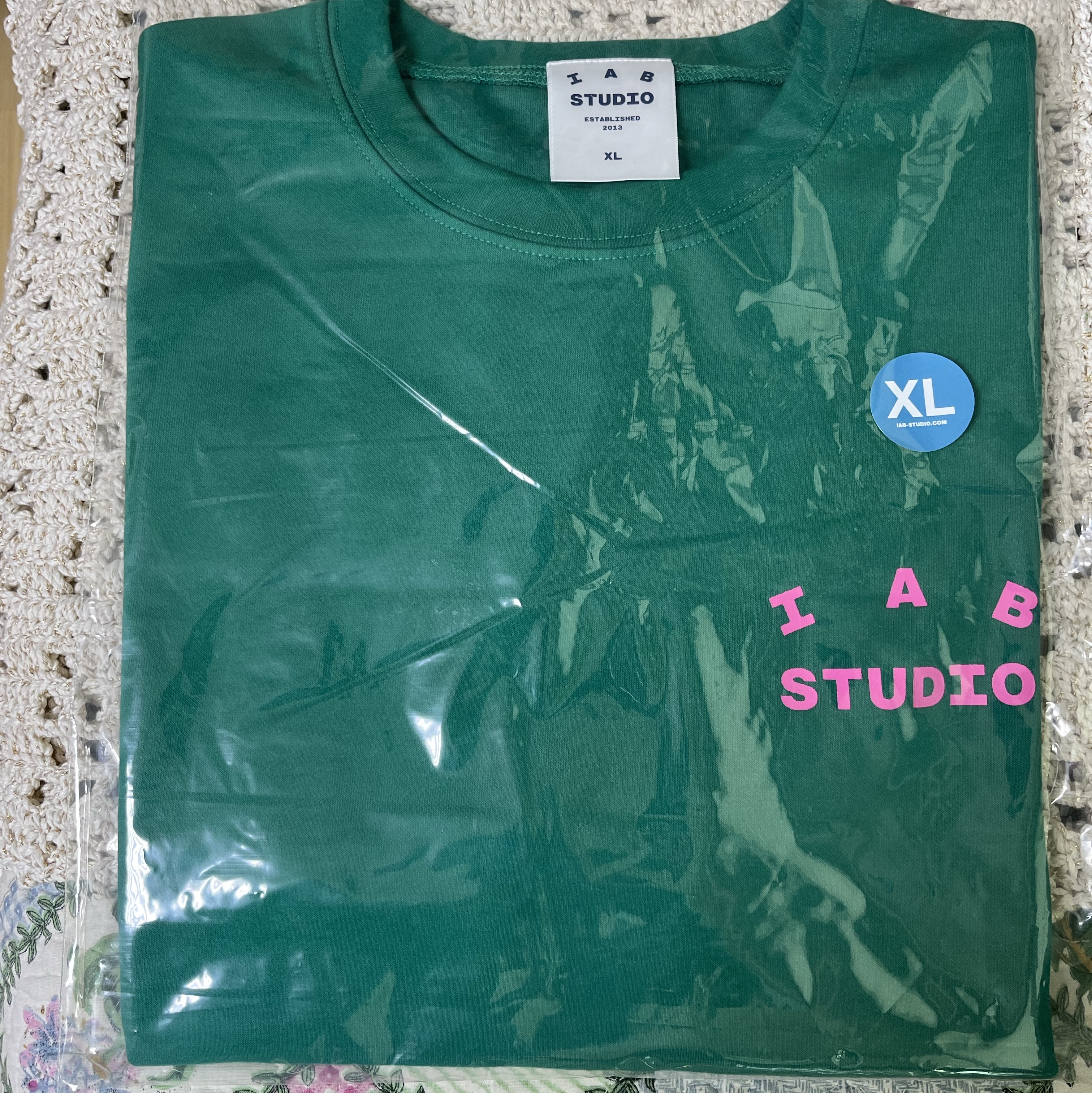IAB Studio T-Shirt Green Pink 착용 스타일